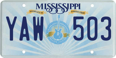 MS license plate YAW503
