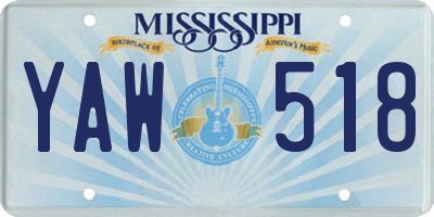 MS license plate YAW518