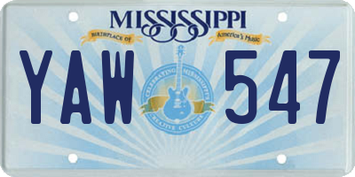 MS license plate YAW547