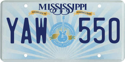 MS license plate YAW550