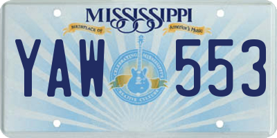 MS license plate YAW553