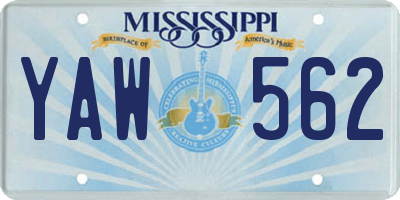 MS license plate YAW562
