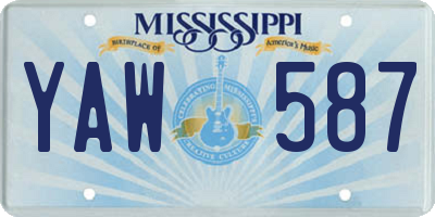 MS license plate YAW587