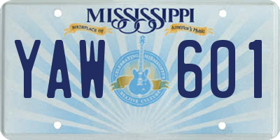 MS license plate YAW601