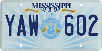 MS license plate YAW602