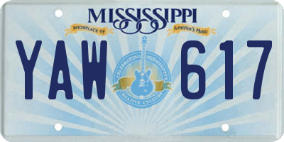 MS license plate YAW617