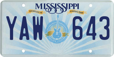 MS license plate YAW643