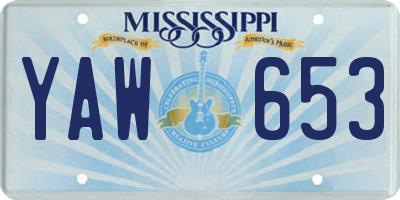 MS license plate YAW653