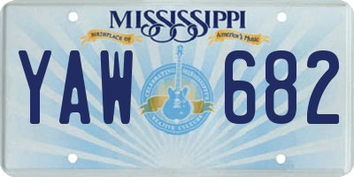 MS license plate YAW682