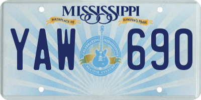 MS license plate YAW690
