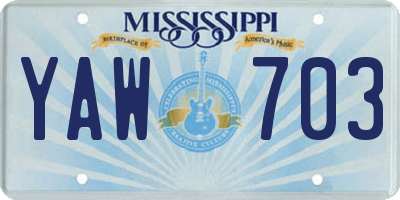 MS license plate YAW703