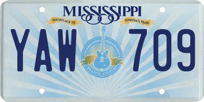 MS license plate YAW709