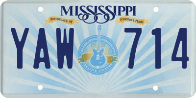 MS license plate YAW714