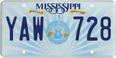 MS license plate YAW728
