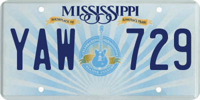 MS license plate YAW729