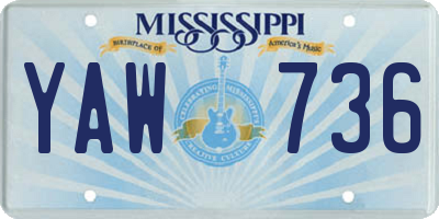 MS license plate YAW736