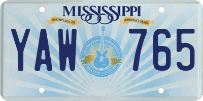 MS license plate YAW765