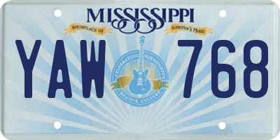 MS license plate YAW768