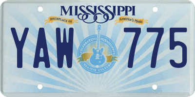 MS license plate YAW775