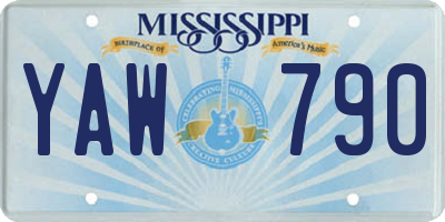 MS license plate YAW790