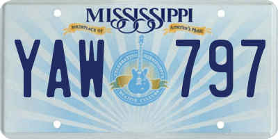MS license plate YAW797