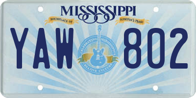 MS license plate YAW802