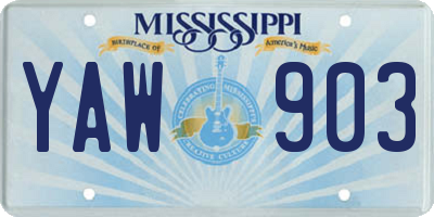 MS license plate YAW903
