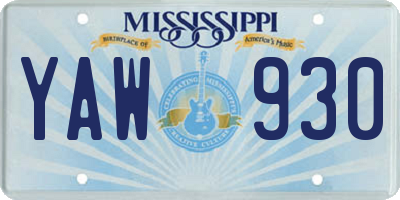 MS license plate YAW930