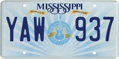MS license plate YAW937