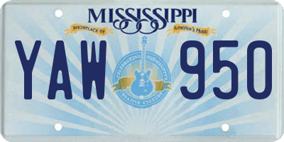 MS license plate YAW950