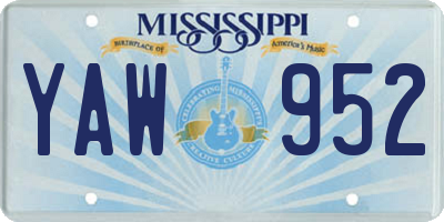 MS license plate YAW952