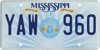 MS license plate YAW960