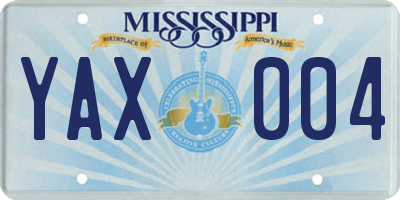 MS license plate YAX004