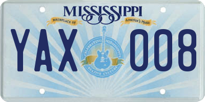 MS license plate YAX008