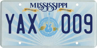 MS license plate YAX009