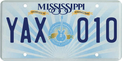 MS license plate YAX010
