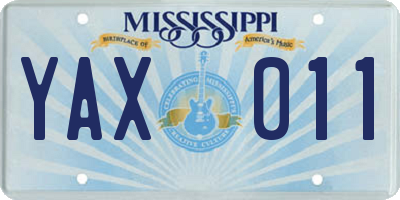 MS license plate YAX011
