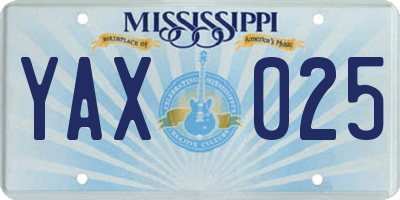 MS license plate YAX025
