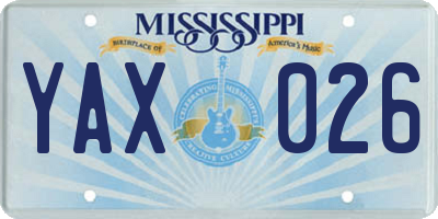 MS license plate YAX026
