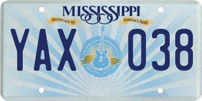 MS license plate YAX038