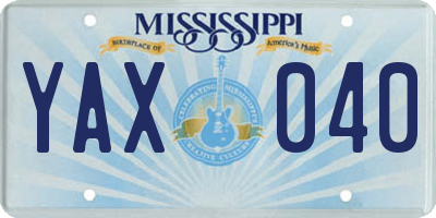 MS license plate YAX040