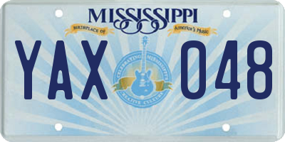 MS license plate YAX048