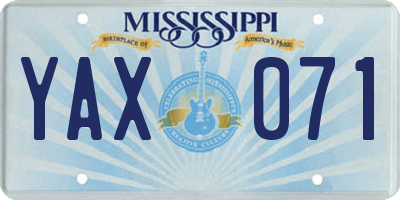 MS license plate YAX071