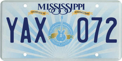 MS license plate YAX072