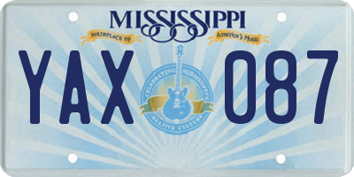 MS license plate YAX087