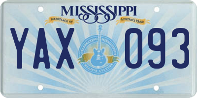 MS license plate YAX093