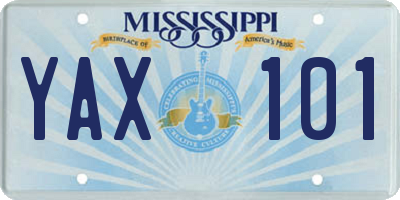 MS license plate YAX101