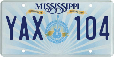MS license plate YAX104