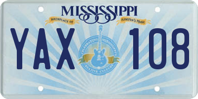 MS license plate YAX108