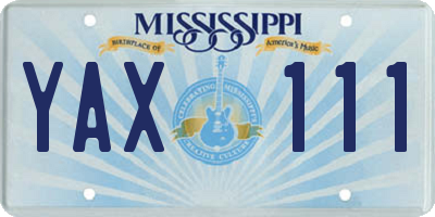MS license plate YAX111